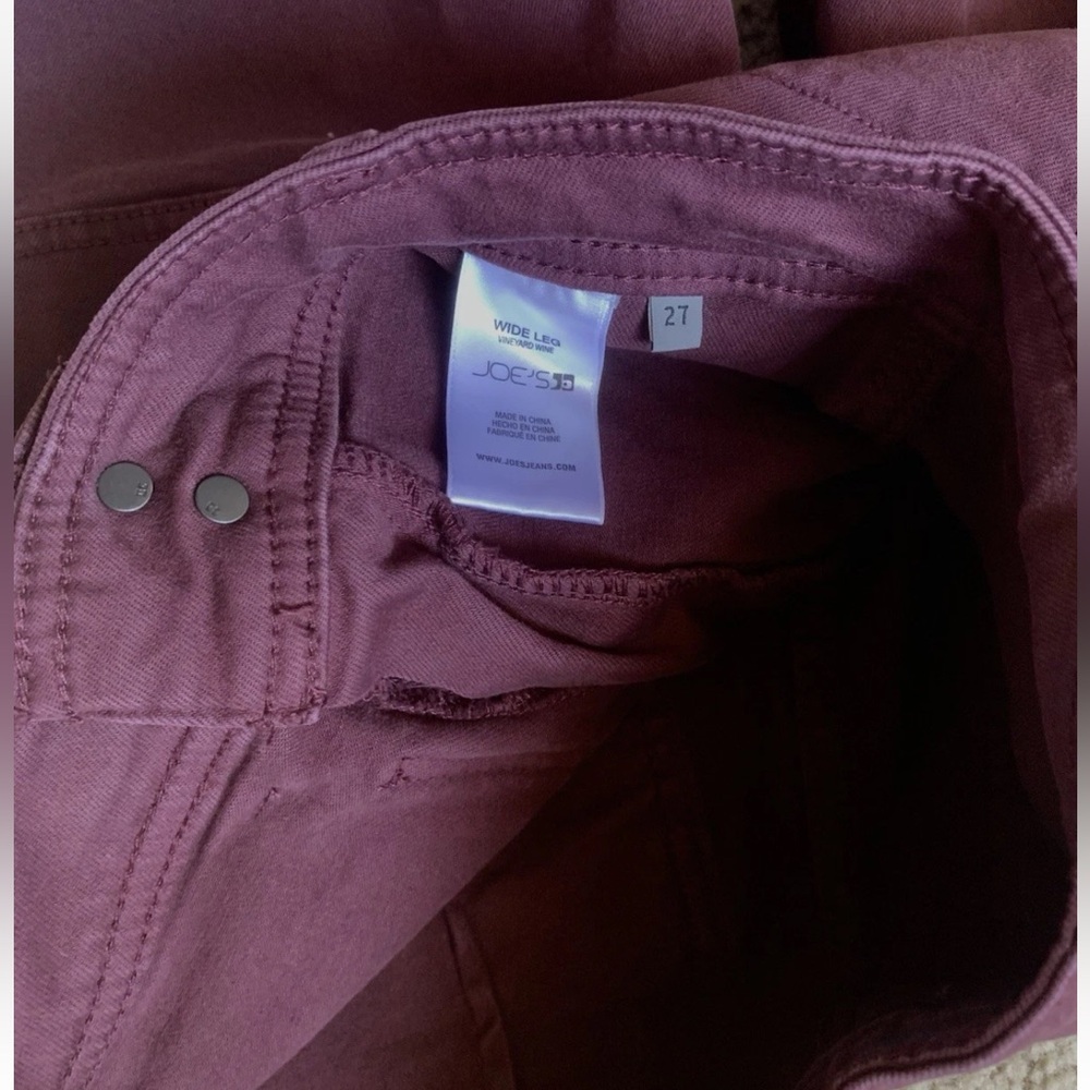 Joe’s Jeans Wide Leg Crop Wine Burgundy Red Denim - Picture 4 of 6